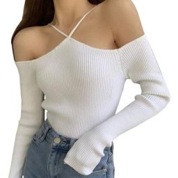Pull en tricot à manches longues pour femmes pull-over en Y col licou vêtements vintage