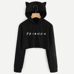 Sweat à capuche imprimé lettre FRIENDS pour femme pulls à manches longues haut court sweat à