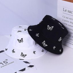 Chapeau d'été brodé de papillon pour femmes chapeau anderdouble face chapeau de bain Suffolk