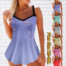 Maillot de bain deux pièces imprimé nouveau design tankini taille haute monokini ensemble pour