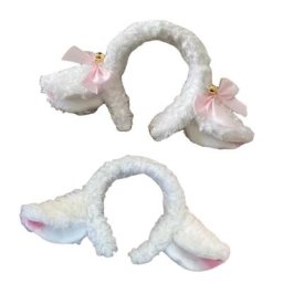 Bandeau de cheveux en peluche d'agneau mignon Animal de dessin animé antidérapant maquillage