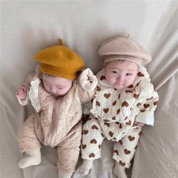 Combinaison chaude d'hiver pour nouveau-né fille épais imperméable en coton manches longues