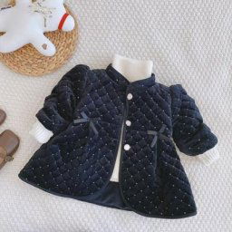 Veste en coton à pois dorés pour fille vêtement de caractère petit vent parfumé collection