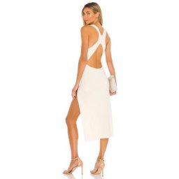 Michael Costello ROBE PRÈS DU CORPS VARIEGATED RIB