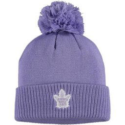 Tuque en tricot à revers contre le cancer adidas Toronto Maple Leafs 2021 Hockey Fights Cancer pour homme violet avec pompon