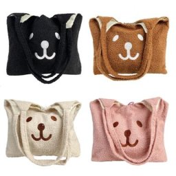 63HC – sac à bandoulière en peluche pour femmes et filles fourre-tout avec ours brodé sac de
