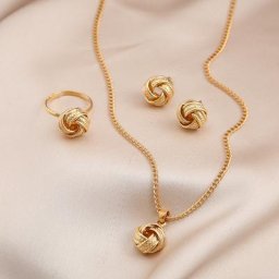 Ensemble de bijoux en alliage de métal doré pour femmes et filles boucles d'oreilles nœud