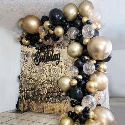Kit de guirxiété d'arche de ballons à paillettes or chromé noir décor de fête préChristophe