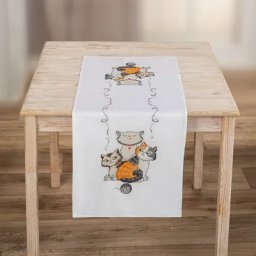 Chemin de table à broder « trio de chats »