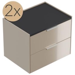 2x Tables de chevet Artem 60cm A avec 2 tiroirs SoftClose Cubanite