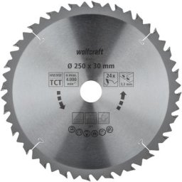 Lame de Scie Circulaire de Table ct 24 Dents, Diamètre ø 250 x 30 x 3,2 Wolfcraft 6740000