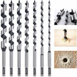 Ersandy - Mèche à Bois Hélicoïdal, 7 pcs SDS-Plus Forets à Bois Set en Acier Au Carbone Spiral Trou