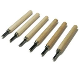Multirex - Set de 6 mini ciseaux à bois - manche en bois