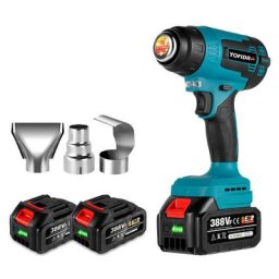 Décapeur thermique 2000W 50600℃ Pistolet à Air Chaud avec 3 accessoires -2 batterie et un chargeur