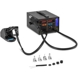 Stamos - Station De Soudage Dessoudage 2 Ecrans Led Buse à Air 550W - Fer à Souder 75W - Noir