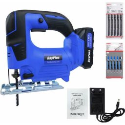 Scie sauteuse 21V, scie sauteuse à batterie, 0-2600 spm, coupe biseautée 0-45 ° avec chargeur scie
