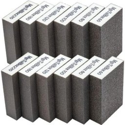 12pcs Éponge de ponçage, Cales à poncer kit Polissage Grain 60/80/100/120/180/220 spécifications