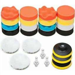 Ponge de Polissage 25Pcs Éponge de Polissage pour Voiture avec Kit d'Adaptateur pour 3-inch