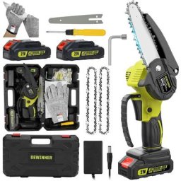 Mini Tronçonneuse à Batterie 6 Pouces Dewinner Tronçonneuse Électrique Sans Fil Brushless avec 2