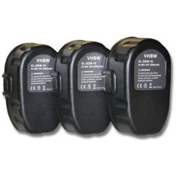Lot 3 batteries Vhbw 3000mAh (18V) pour outils Dewalt DW936, DW936K, DW938, DW938K, DW959K-2,