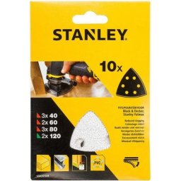 10 abrasifs corindons delta qualité supérieure grains 3x40, 2x60, 3x80, 120 STA32348-XJ - Stanley