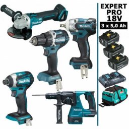 Makita - Pack expert pro bl Motor 18V 5 machines 3 batt 5Ah DDF484 DTD154 DTW285 DGA506 DHR243 avec