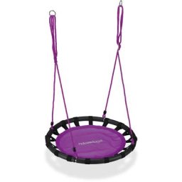 Balançoire nid d'oiseau rond 80 cm à suspendre panier enfant adulte jardin extérieur 100 kg, violet