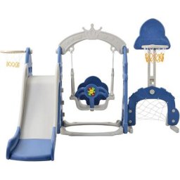 Toboggan pour enfants 5 en 1 - Avec panier de basket, but de football, balançoire, tour d'escalade