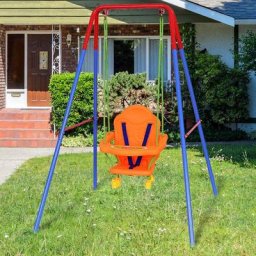 Balançoire Enfant Exterieur Balançoire Bebe 3 en 1 avec Siège Dossier Accoudoir et Ceinture