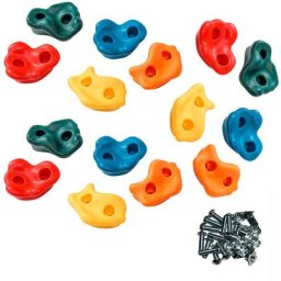 15 Pierres à grimper d'escalade pour structures de jeux - Fixations inclues - Multi-couleurs