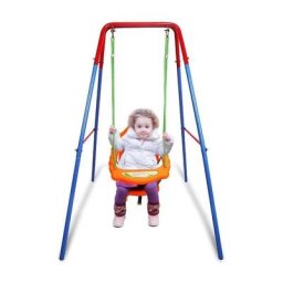 3 en1 Balançoire pour Enfants avec Portique et Siège avec Dossier, Accoudoir et Ceinture Sécurité