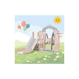 Aire de jeux en bois 5en 1 pour enfants - Avec toboggan, balançoire, échelle -Rose