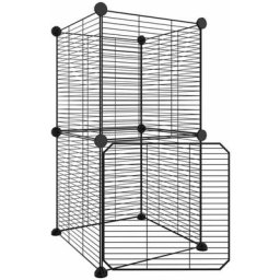 Cage animaux de compagnie à 8 panneaux et porte Noir 35x35 cm Vidaxl n/a