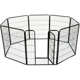 Enclos et parc pour chien Parc à Chiots Petits Chiens Ajustable Parc Enclos Modulable en Acier Noir