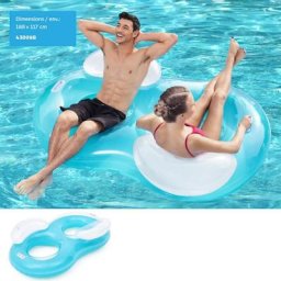Bestway - Bouée 2 places ronde avec dossier Double Ring taille 188x117cm - ‎Multicolore