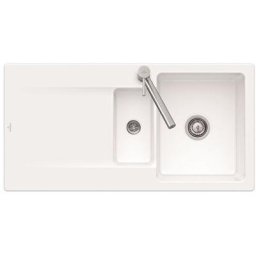 Evier 1 bac 1/2 Villeroy et Boch Siluet 60 r Blanc CeramicPlus - Avec vidage manuel