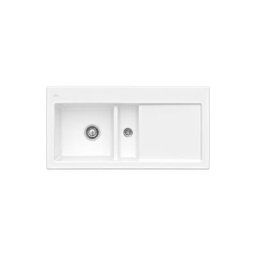 Evier cuisine Villeroy et Boch 1 cuve et demi Subway 60 100 x 51 cm egouttoir a droite Blanc