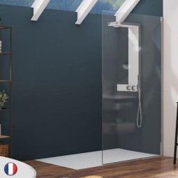 Paroi Alpha Solo 80 Chromé Transparent Kinedo