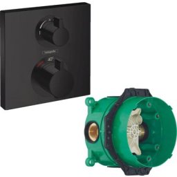 Hansgrohe - Lot Facade pour mitigeur et inverseur noir mat + Corps encastré universel Ibox