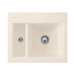 Evier cuisine Villeroy et Boch 1 cuve et demi Subway 60 xm 62 x 51 cm sans egouttoir Creme