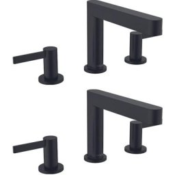 Mélangeur de lavabo 3 trous 110, bonde Push-Open noir mat + Mélangeur de lavabo 3 trous 110, bonde