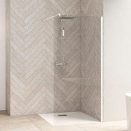 Kinedo - Paroi de douche fixe profilé Smart Design solo blanc verre transparent 225x100