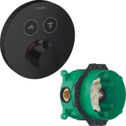 Hansgrohe - Lot Facade pour mitigeur thermostatique encastré avec 2 fonctions noir mat + Corps