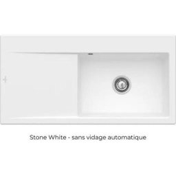 Subway Style 60 Évier à encastrer, inclus Vidage manuel, en céramique, 1000 x 510 mm, Stone White