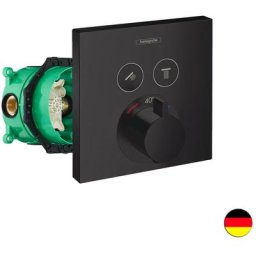 Hansgrohe - Lot Facade pour mitigeur thermostatique encastré avec 2 fonctions noir mat + Corps