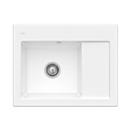 Evier cuisine Villeroy et Boch 1 bac Subway 45 Compact 65 x 51 cm egouttoir a droite Snow White
