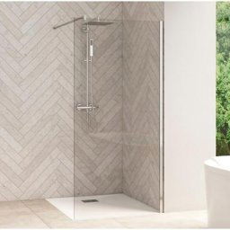 Kinedo - Paroi de douche fixe profilé Smart Design solo chromé verre transparent 85