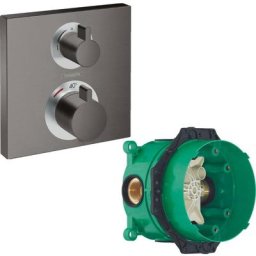 Hansgrohe - Lot Facade pour mitigeur et inverseur noir chromé brossé + Corps encastré universel Ibox