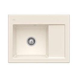 Evier cuisine Villeroy et Boch 1 bac Subway 45 Compact 65 x 51 cm egouttoir a droite Creme