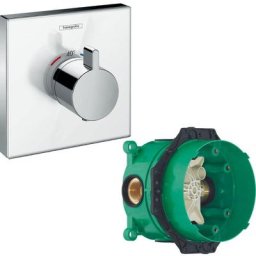 Hansgrohe - Lot Facade en verre pour mitigeur thermostatique encastré haut débit blanc/chromé +